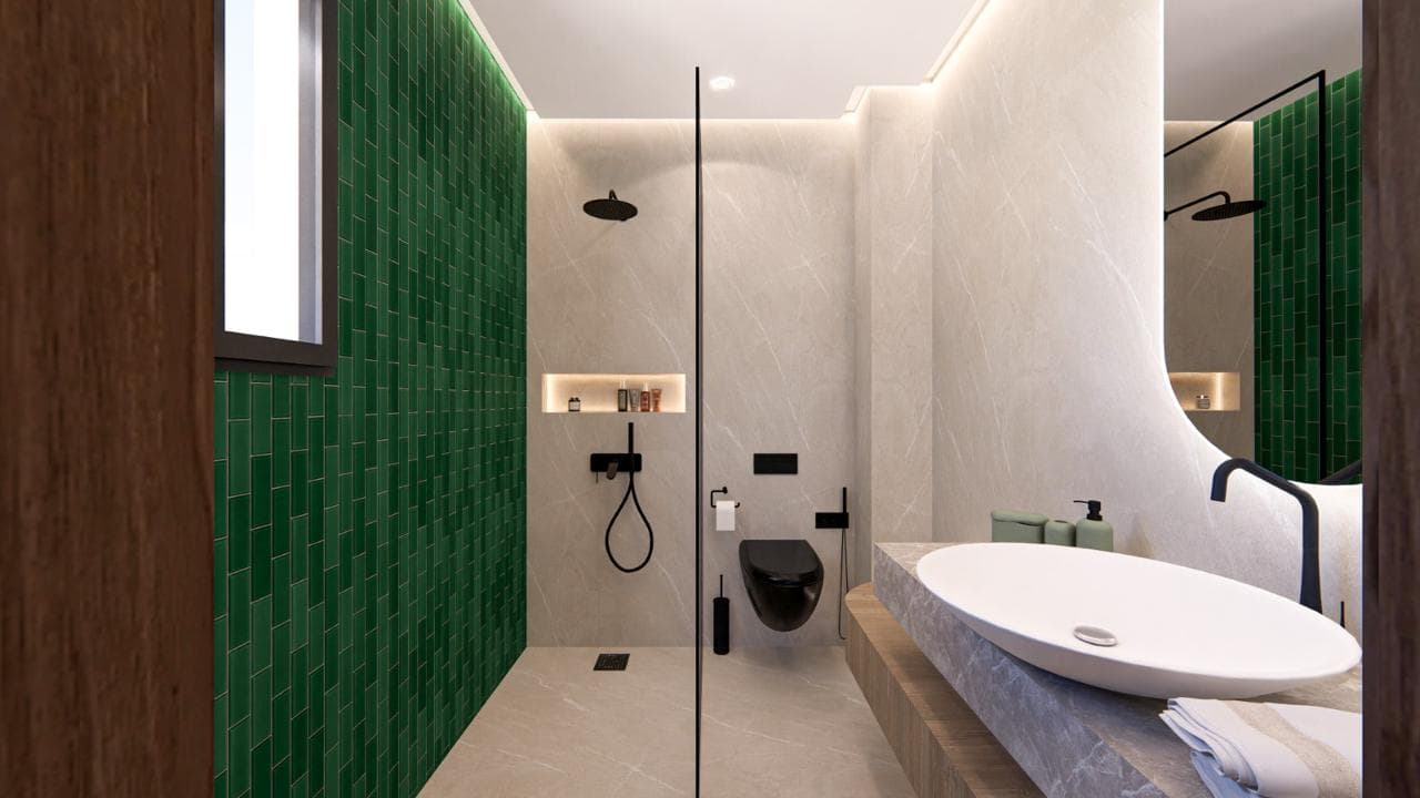 Salle de bain émeraude