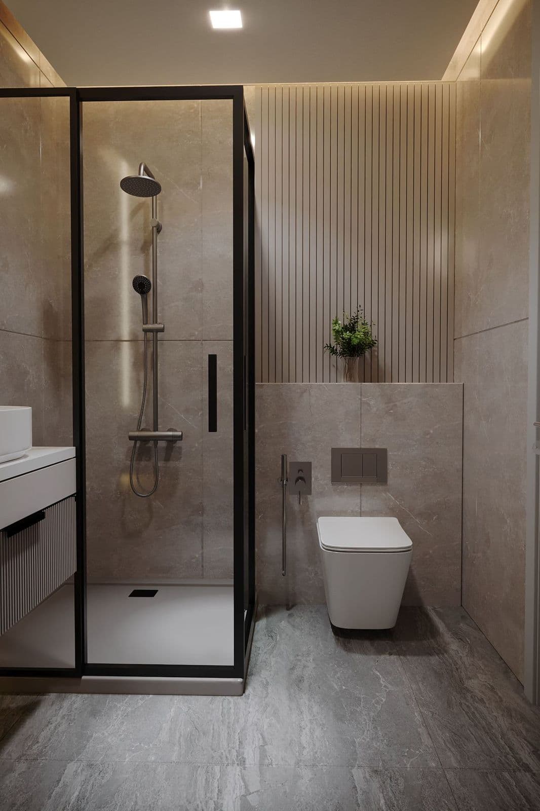 Salle de bain pierre contemporaine