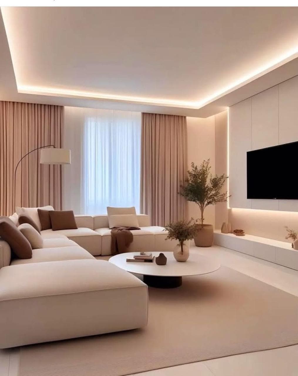 Séjour beige nuancé